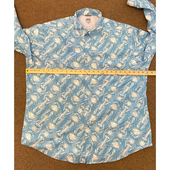 Izod Saltwater Hawaiian Shirt Mens 2XL Long Sleeve Lobster Reverse Print - Picture 4 of 8